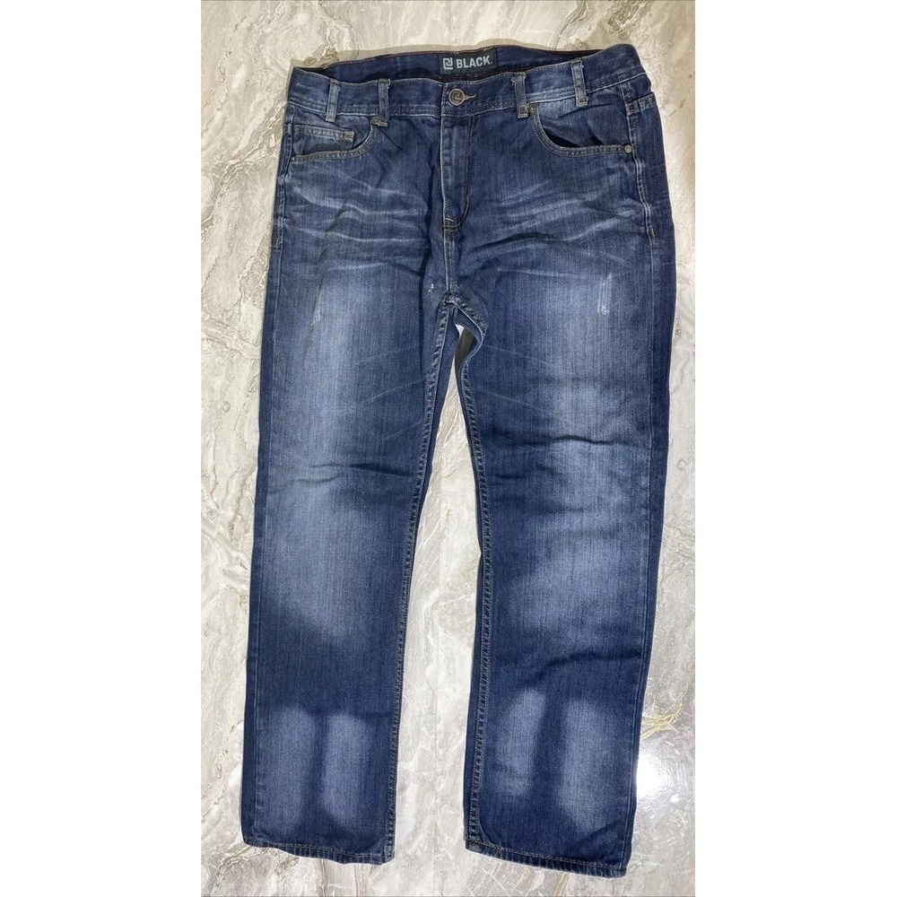 Size 34 x 32 CJ Black Denim Blue Jeans Faded Thigh Y2K